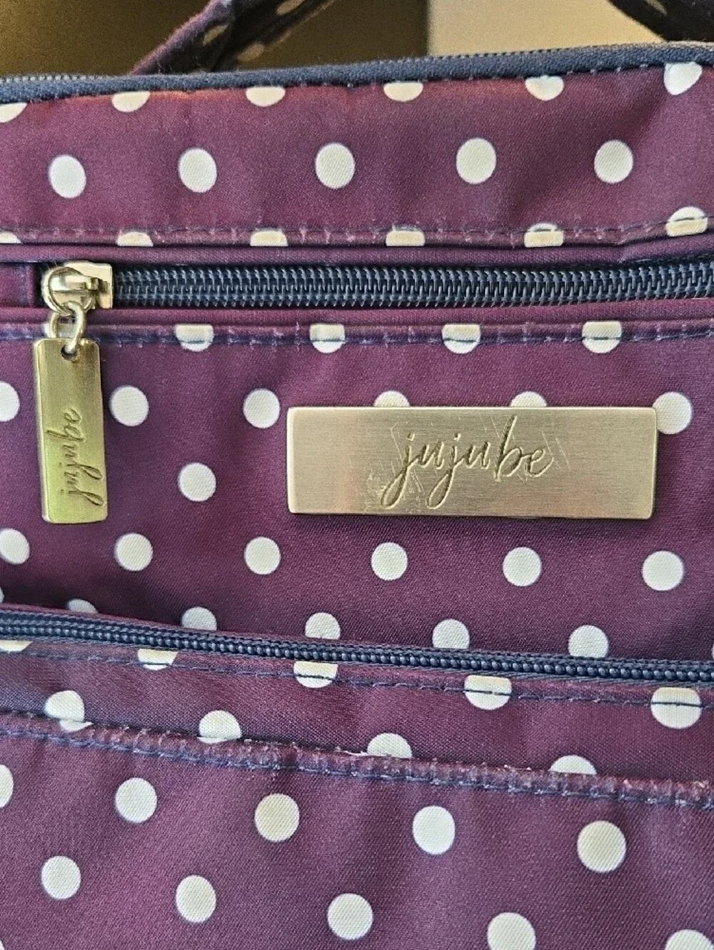 Ju-Ju-Be Purple/Navy Polka Dot Baby Bag